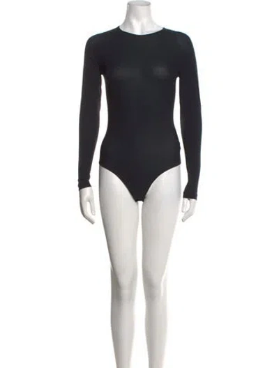 Pre-owned Donna Karan Crew Neck Long Sleeve Bodysuit In Black