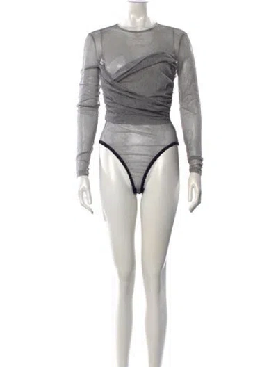 Pre-owned Donna Karan Crew Neck Long Sleeve Bodysuit In Multicolor