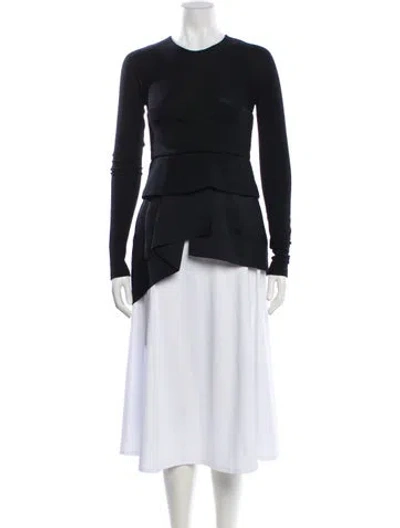 Pre-owned Donna Karan Crew Neck Long Sleeve Top In Black