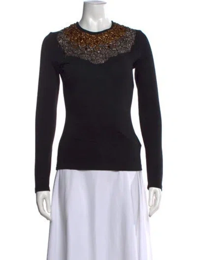 Pre-owned Donna Karan Crew Neck Long Sleeve Top In Black