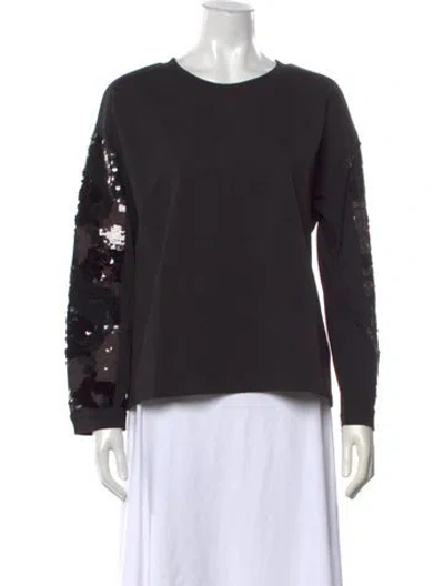 Pre-owned Donna Karan Crew Neck Long Sleeve Top In Black