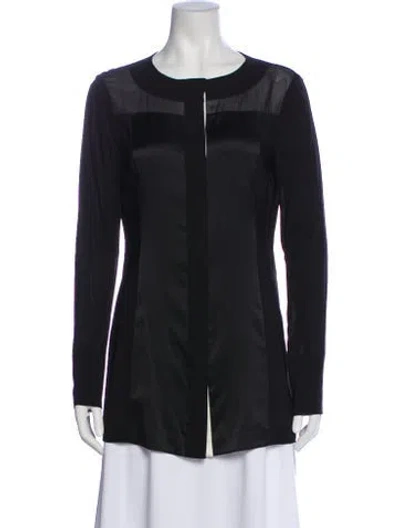 Pre-owned Donna Karan Crew Neck Long Sleeve Top In Gray