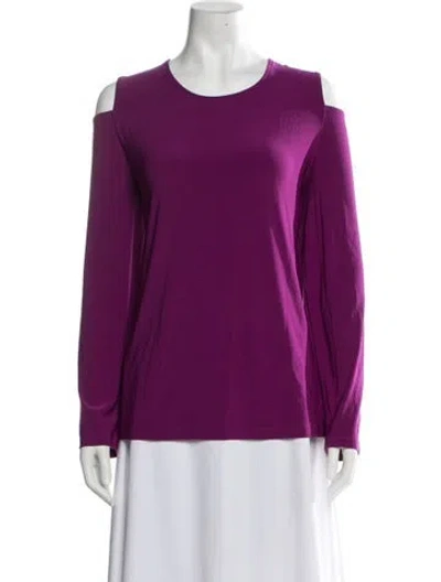 Pre-owned Donna Karan Crew Neck Long Sleeve Top In Purple