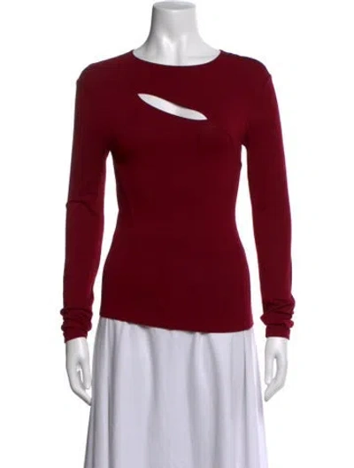 Pre-owned Donna Karan Crew Neck Long Sleeve Top In Red