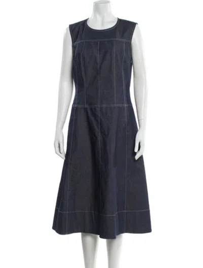 Pre-owned Donna Karan Crew Neck Midi Length Dress In Blue