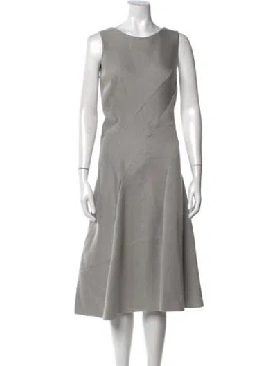 Pre-owned Donna Karan Crew Neck Midi Length Dress In Gray