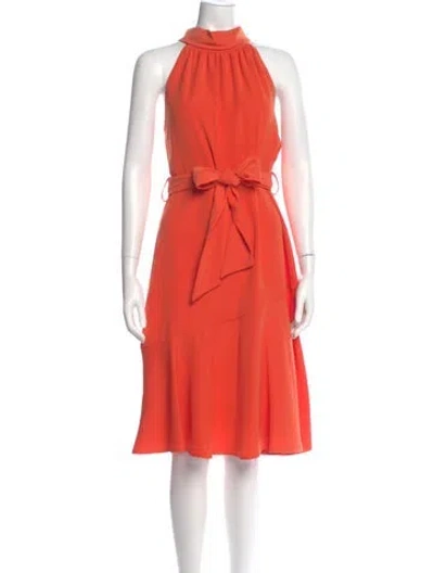 Pre-owned Donna Karan Crew Neck Midi Length Dress In Orange