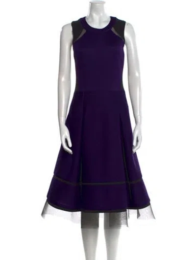 Pre-owned Donna Karan Crew Neck Midi Length Dress In Purple