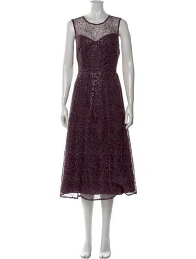 Pre-owned Donna Karan Crew Neck Midi Length Dress In Purple