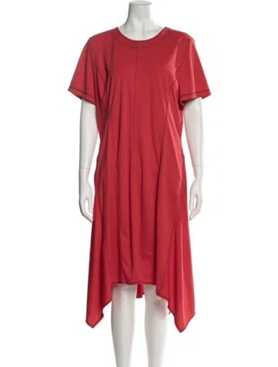 Pre-owned Donna Karan Crew Neck Midi Length Dress In Red