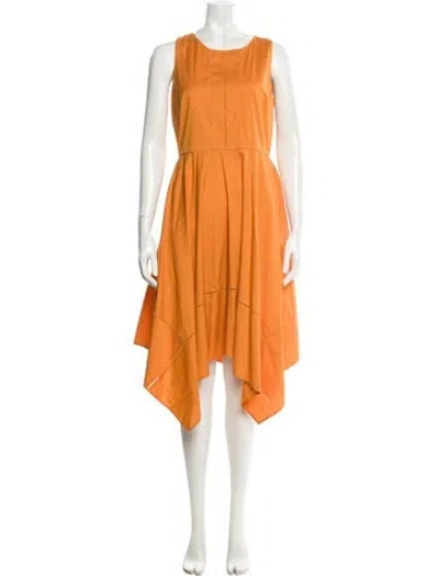 Pre-owned Donna Karan Crew Neck Midi Length Dress In Yellow