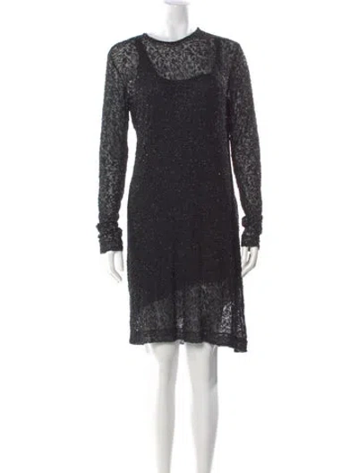 Pre-owned Donna Karan Crew Neck Mini Dress In Black