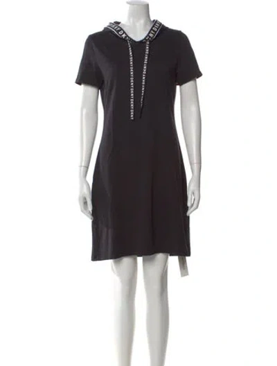 Pre-owned Donna Karan Crew Neck Mini Dress In Black