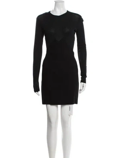 Pre-owned Donna Karan Crew Neck Mini Dress In Black