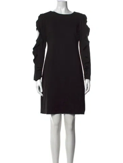 Pre-owned Donna Karan Crew Neck Mini Dress In Black