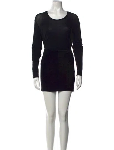 Pre-owned Donna Karan Crew Neck Mini Dress In Black