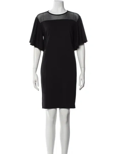 Pre-owned Donna Karan Crew Neck Mini Dress In Gray