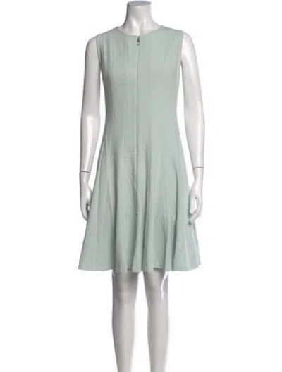 Pre-owned Donna Karan Crew Neck Mini Dress In Green