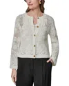 Donna Karan Crochet Button Front Jacket In White
