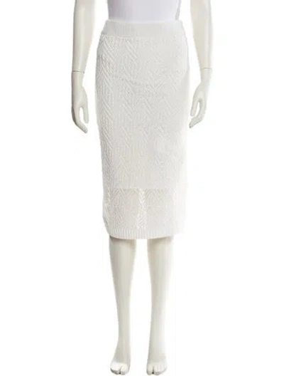Pre-owned Donna Karan Crochet Trim Knee-length Skirt In White