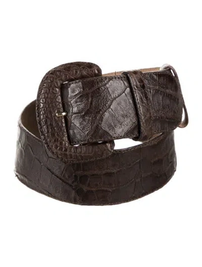 Pre-owned Donna Karan Crocodile Belt In Brown