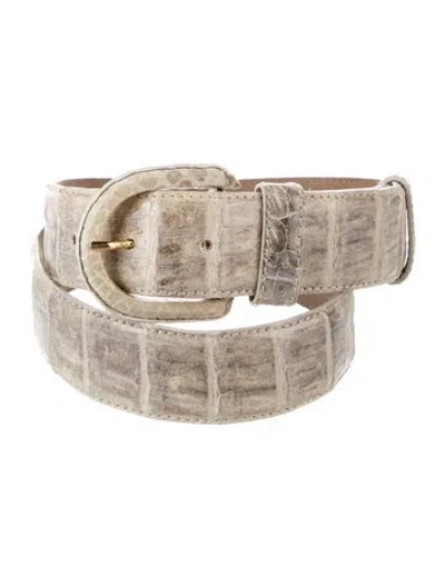 Pre-owned Donna Karan Crocodile Waist Belt In Neutrals