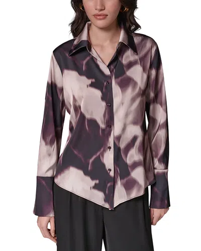 Donna Karan Dkny Long Sleeve Collared Blouse In Multi