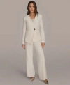 Donna Karan Donna Karen New York Womens Asymmetrical Blazer Wide Leg Pants In White