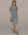 Donna Karan Donna Karen New York Womens Sequin Short Sleeve Top Sequin Pencil Skirt In Gray
