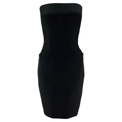Pre-owned Donna Karan Early 1990s  Boned Strapless Black Pocket Mini Dress 4us