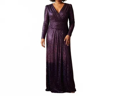 Donna Karan Elegant Sequin Maxi Dress In Purple