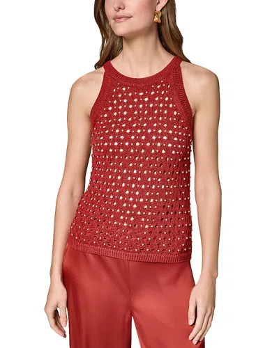 Donna Karan Embellished Knit Top In Brown