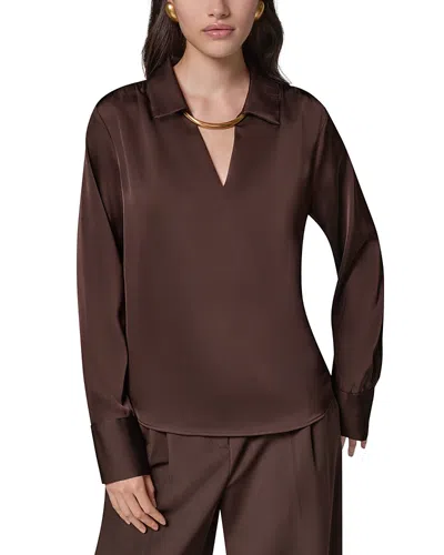 Donna Karan Embellished Long Sleeve Blouse In Brown