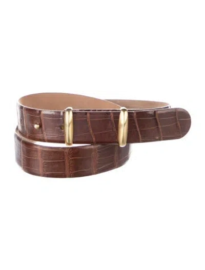 Pre-owned Donna Karan Embossed Leather Waist Belt In Brown