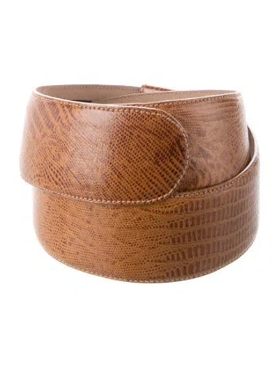Pre-owned Donna Karan Embossed Leather Waist Belt In Brown