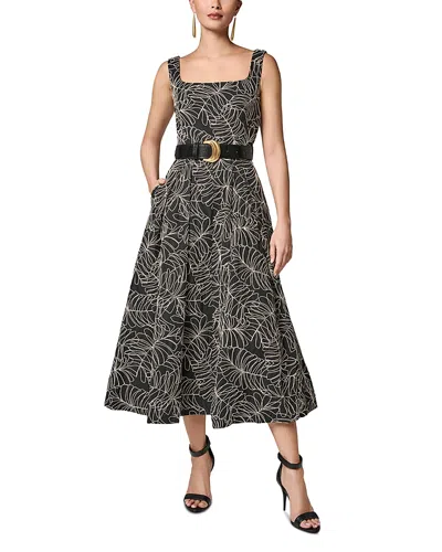 Donna Karan Embroidered Belted Dress In Multi