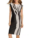 Donna Karan New York Cap Sleeve Sheath Dress In Black/multi