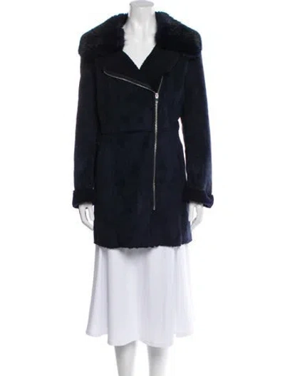 Pre-owned Donna Karan Faux Fur Coat In Blue