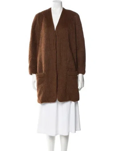 Pre-owned Donna Karan Faux Fur Coat In Brown
