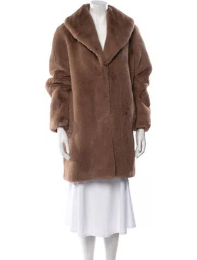 Pre-owned Donna Karan Faux Fur Faux Fur Coat In Brown