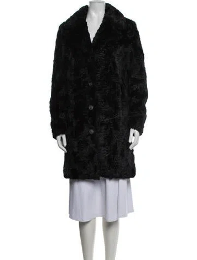 Pre-owned Donna Karan Faux Fur Fur Coat In Black