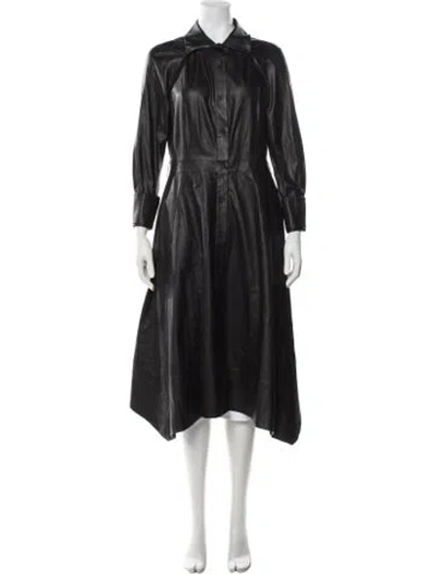 Pre-owned Donna Karan Faux Leather Coat In Black