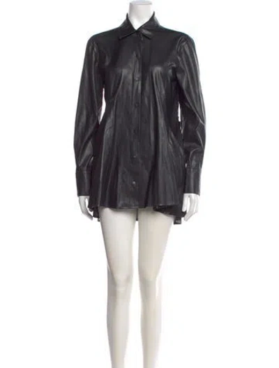 Pre-owned Donna Karan Faux Leather Mini Dress W/ Tags In Black