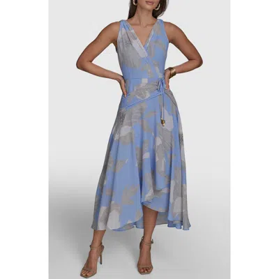 Donna Karan Faux Wrap Midi Dress In Cielo Clay Muti