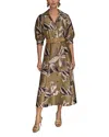 Donna Karan New York Print Belted Midi Shirtdress In Green