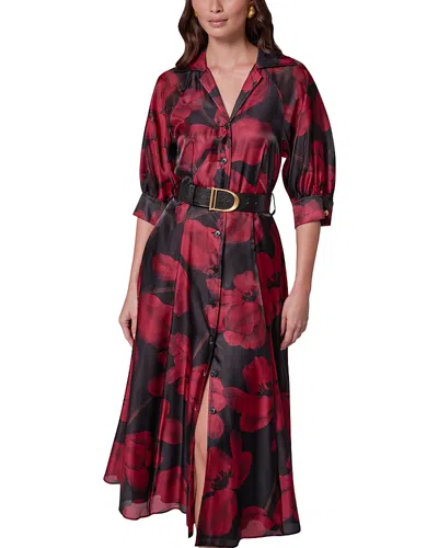 Donna Karan Floral Organza Belted Midi Shirt Dress In Multi