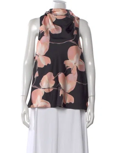 Pre-owned Donna Karan Floral Print Cowl Neck Blouse In Multi