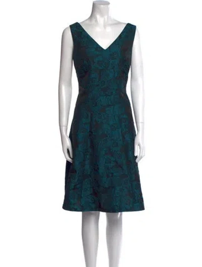 Pre-owned Donna Karan Floral Print Knee-length Dress In Blue