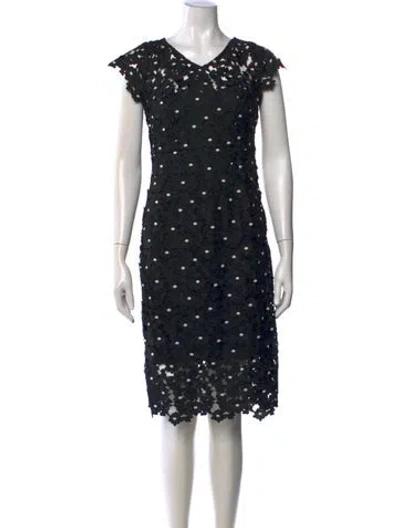 Pre-owned Donna Karan Floral Print Knee-length Dress In Blue
