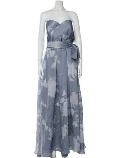 Pre-owned Donna Karan Floral Print Long Dress In Blue